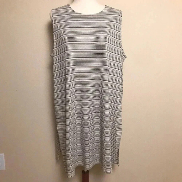 J Jill Wearever Size 1X Sleeveless Shift Tank Dress Side Slits Stretch Ribbed - Picture 14 of 14